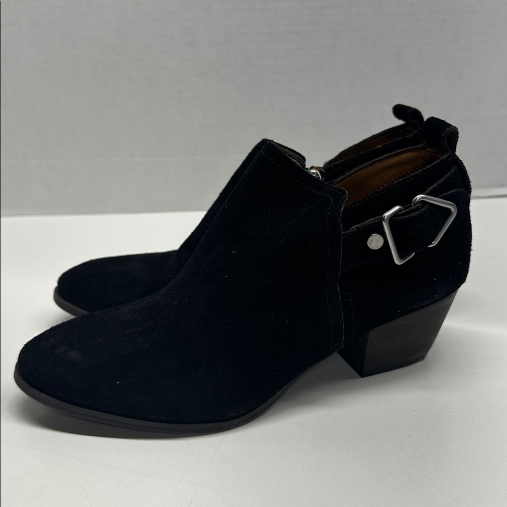 Franco Sarto Garfield Boots Ankle Western Bootie Suede Heeled Black Size 6.5